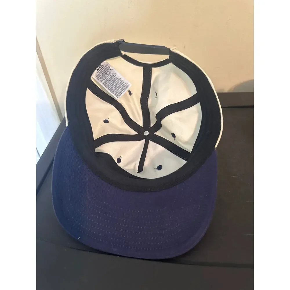 Vans Snapback Cream/Brown/Blue Hat Cap Embroidered Logo, 'Property of Low' - Picture 4 of 4